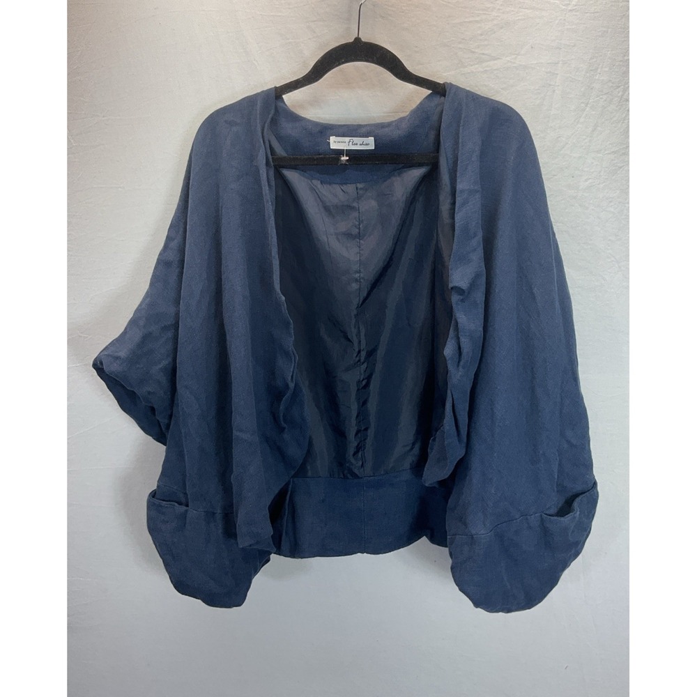 Flat White by Parsons Navy‎ Blue Vest Artsy One size slouchy Lagenlook Shrug
